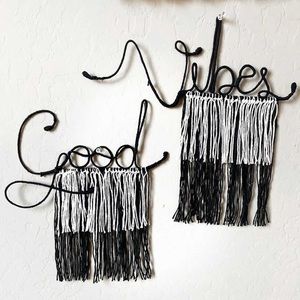 Good vibes wall decor interior macrame wool